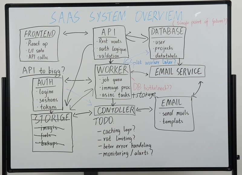 Photographed workshop whiteboard